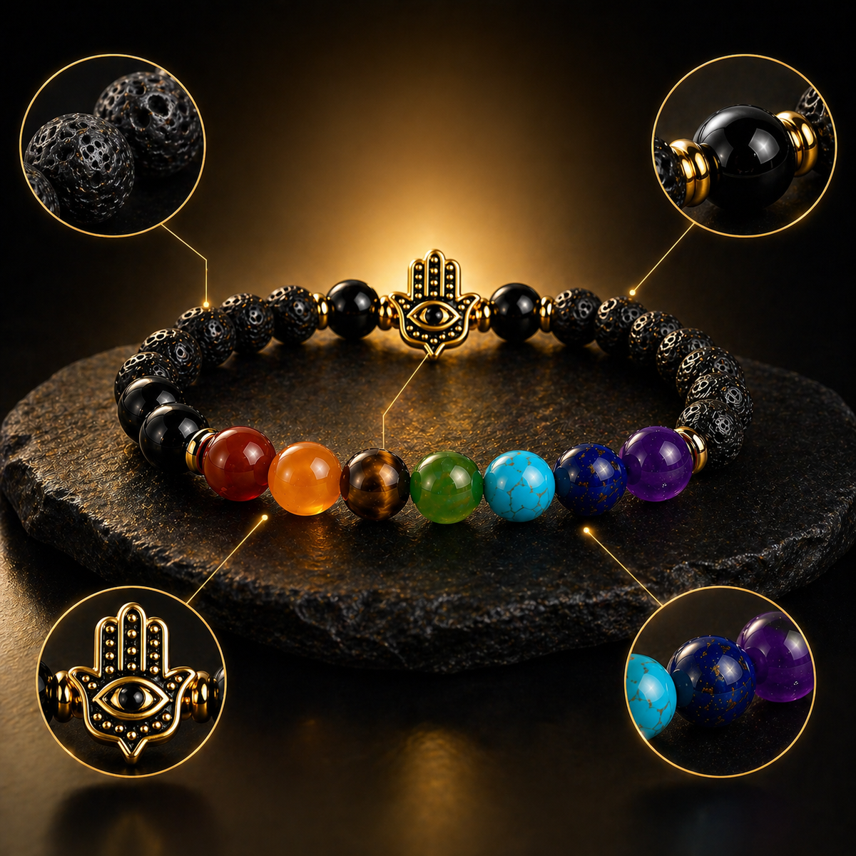 7 Chakra Hamsa bracelet