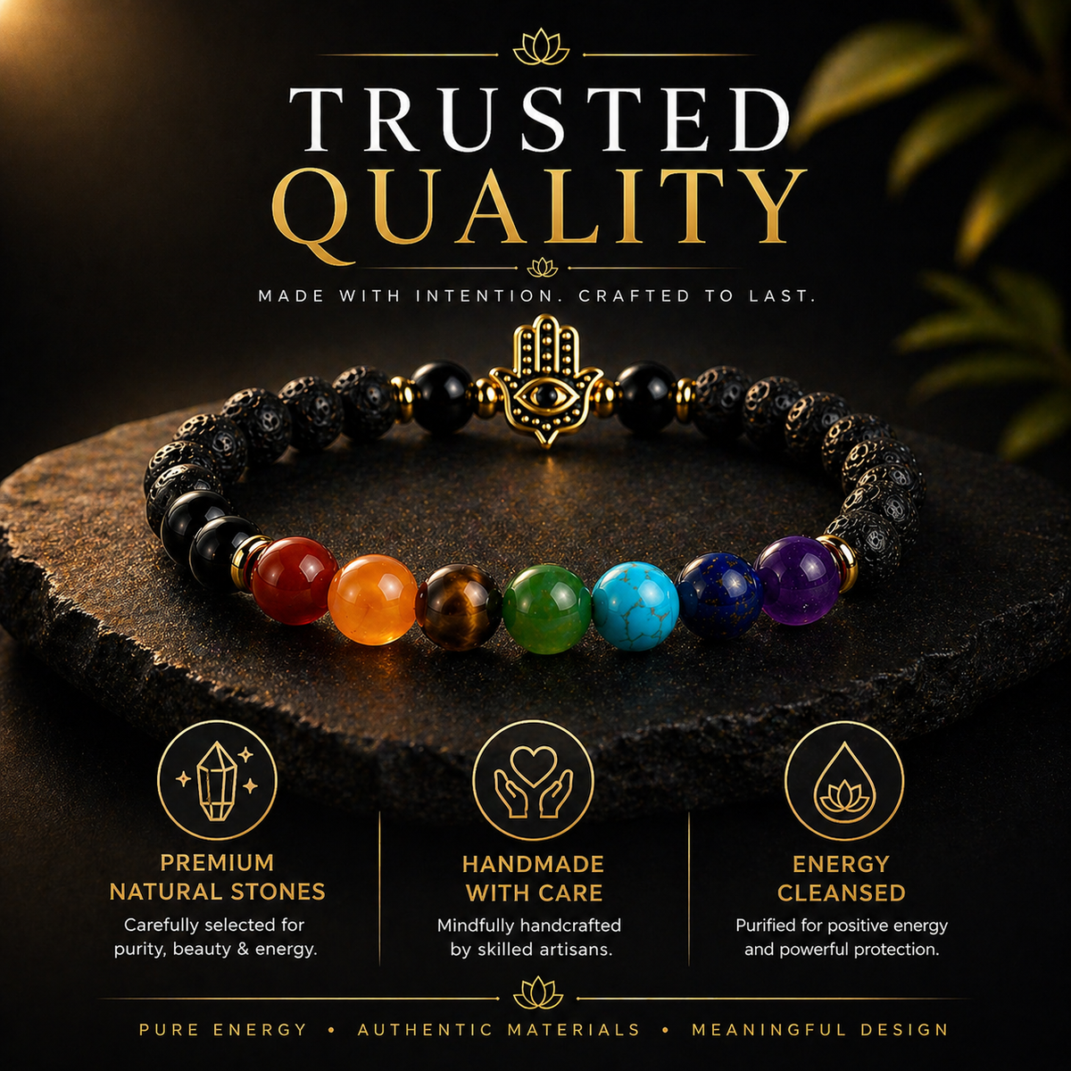 7 Chakra Hamsa bracelet